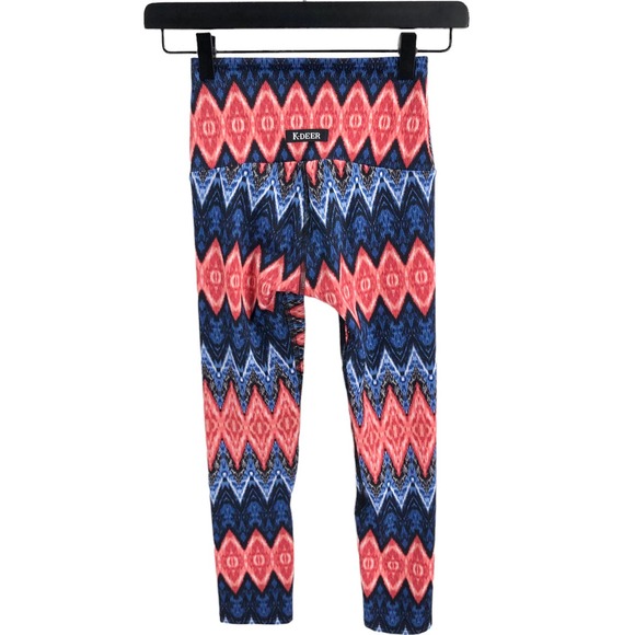 K Deer Womens XS Capri Length Active Leggings Chevron Striped Yogo Gym Stretch - Picture 2 of 5